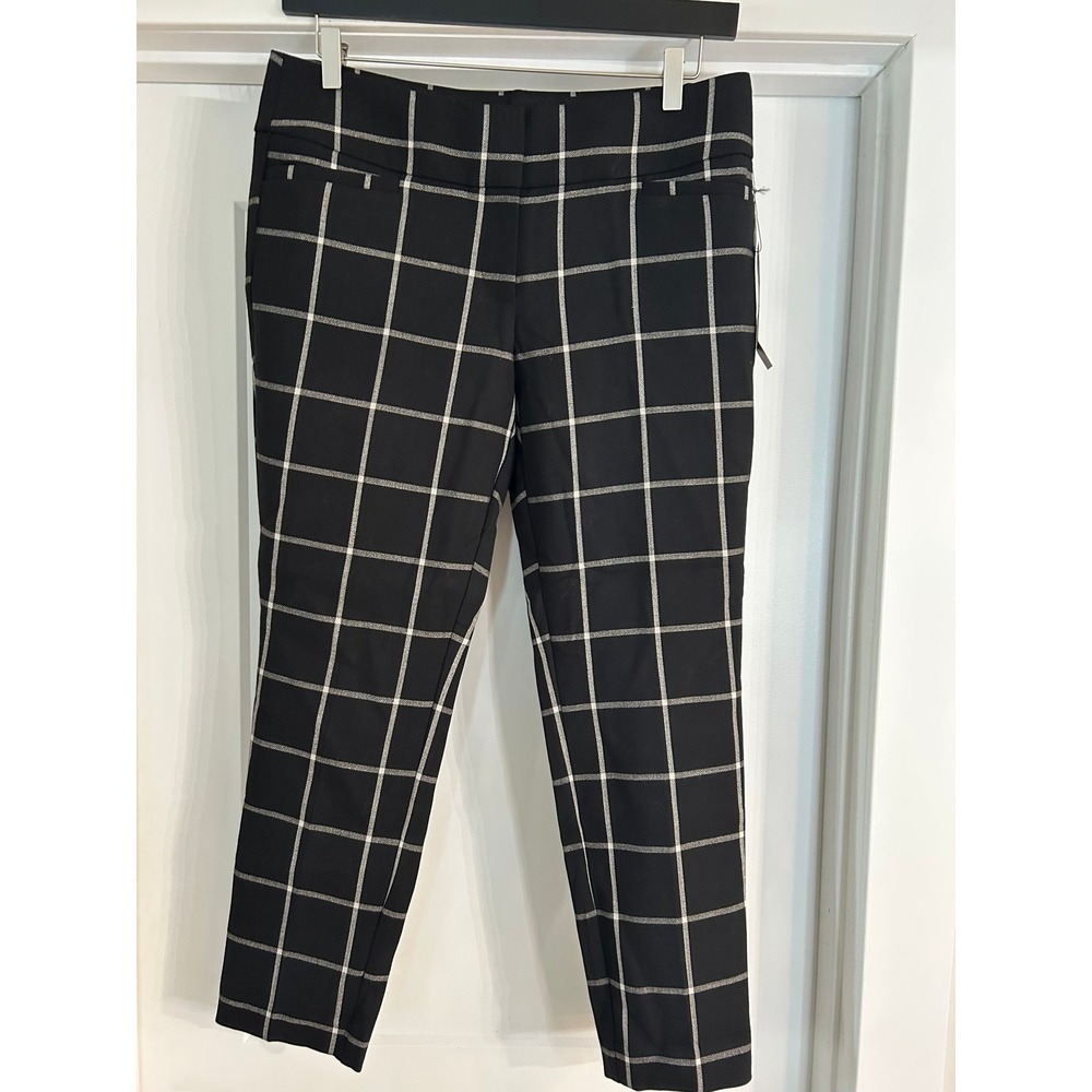 NEW Ann Taylor Loft Marisa Skinny Pants 10 Black White Windowpane Plaid Ankle